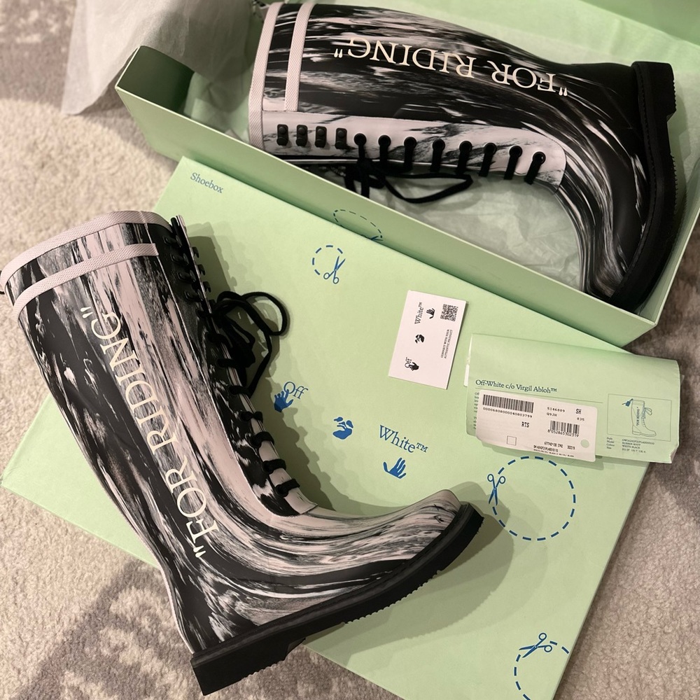 Off-White Boots Rubber Women White Black NWT